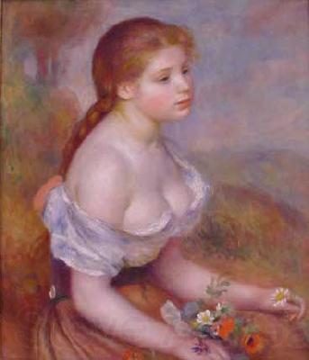 Pierre Renoir Young Girl With Daisies Spain oil painting art
